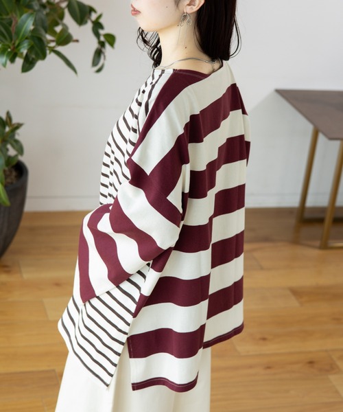 LEPSIM(レプシィム)の「袖ワイドボーダープルオーバー 131549(Tシャツ/カットソー・レディース・ブラック/パープル/ワインレッド/グリーン・FREE)」の15枚目の写真
