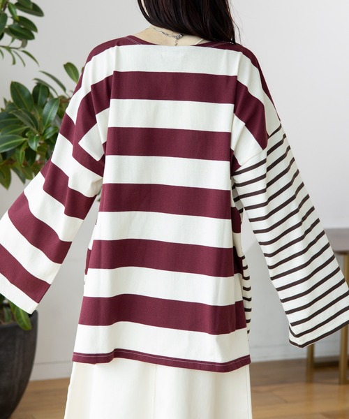 LEPSIM(レプシィム)の「袖ワイドボーダープルオーバー 131549(Tシャツ/カットソー・レディース・ブラック/パープル/ワインレッド/グリーン・FREE)」の16枚目の写真