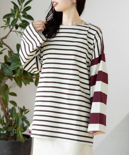 LEPSIM(レプシィム)の「袖ワイドボーダープルオーバー 131549(Tシャツ/カットソー・レディース・ブラック/パープル/ワインレッド/グリーン・FREE)」の17枚目の写真
