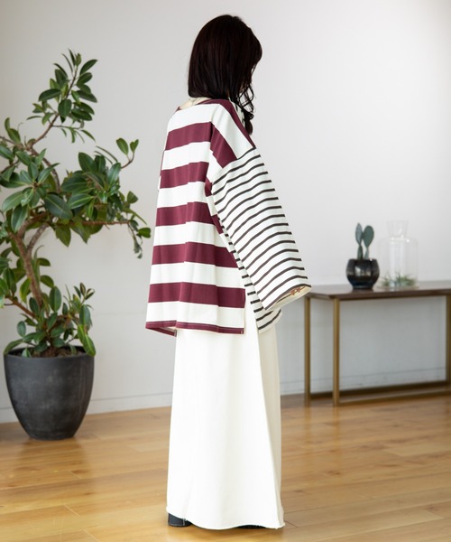LEPSIM(レプシィム)の「袖ワイドボーダープルオーバー 131549(Tシャツ/カットソー・レディース・ブラック/パープル/ワインレッド/グリーン・FREE)」の19枚目の写真