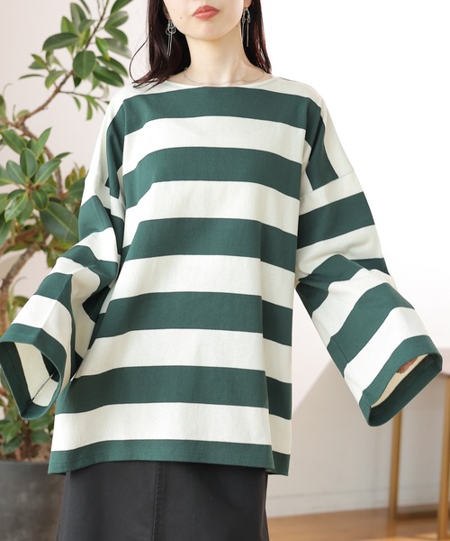 LEPSIM(レプシィム)の「袖ワイドボーダープルオーバー 131549(Tシャツ/カットソー・レディース・ブラック/パープル/ワインレッド/グリーン・FREE)」の21枚目の写真