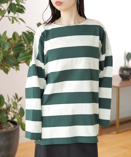 LEPSIM(レプシィム)の「袖ワイドボーダープルオーバー 131549(Tシャツ/カットソー・レディース・ブラック/パープル/ワインレッド/グリーン・FREE)」の22枚目の写真
