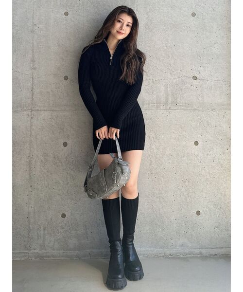 GYDA（ジェイダ）の「パターンフェイクレザーベルトBAG（ショルダーバッグ・レディース・カーキ/ベージュ/チャコールグレー・FREE）」の6枚目の写真