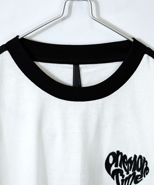 おしゃれスタ（オシャレスタ）の「oversize sleeve line ringer long sleeve T-shirt/オーバーサイズ 袖ライン フロント刺繍 リンガー ロングスリーブTシャツ【IR】 オーバーサイズ メンズ レディース（Tシャツ/カットソー・メンズ・ブラック/ブラック系その他/ホワイト系その他/ホワイト・M/L/XL/S）」の7枚目の写真