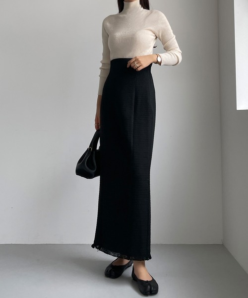 Louere(ルエレ)の「ツイードハイウエストペンシルスカート(スカート・レディース・ネイビー/モカ/ブラウン/アイボリー/ブラック・SMALL/MEDIUM/LARGE/X-LARGE)」の7枚目の写真