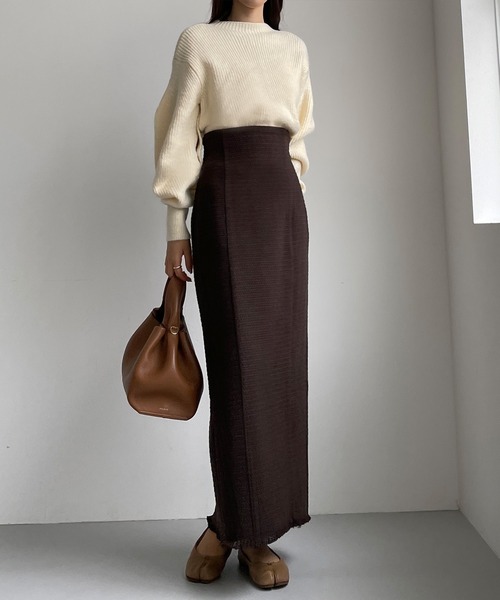 Louere(ルエレ)の「ツイードハイウエストペンシルスカート(スカート・レディース・ネイビー/モカ/ブラウン/アイボリー/ブラック・SMALL/MEDIUM/LARGE/X-LARGE)」の14枚目の写真
