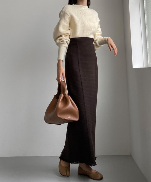 Louere(ルエレ)の「ツイードハイウエストペンシルスカート(スカート・レディース・ネイビー/モカ/ブラウン/アイボリー/ブラック・SMALL/MEDIUM/LARGE/X-LARGE)」の16枚目の写真