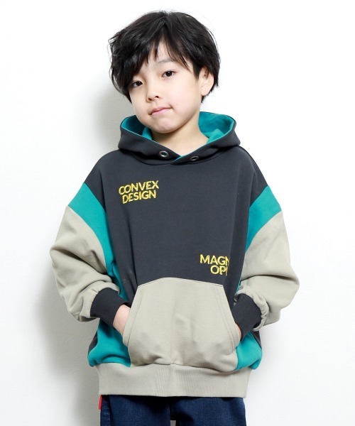 CONVEX(コンベックス)の「バイカラー / BIGパーカー(パーカー・キッズ・グレー/ブラック/カーキ・130cm/140cm/150cm/160cm/120cm)」の2枚目の写真