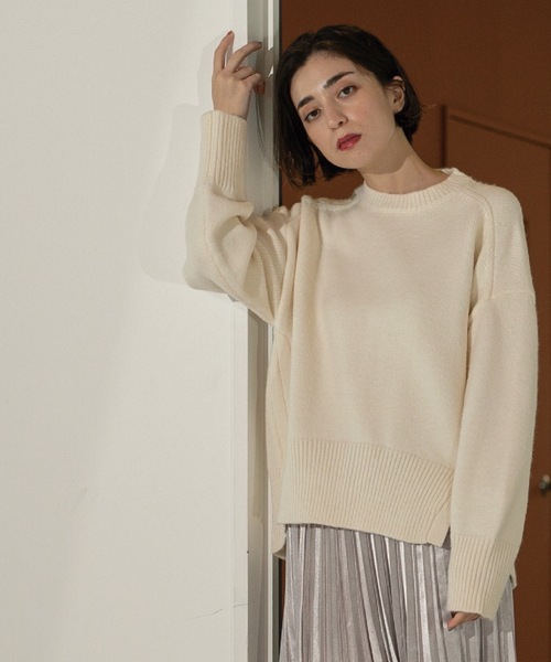 セール】もちもちクルーネック ミドルゲージニット（ニット/セーター