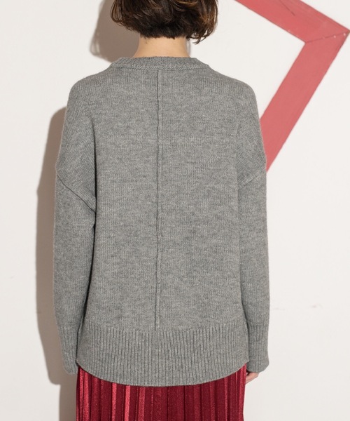 OPAQUE.CLIP（オペークドットクリップ）の「◆もちもちクルーネック ミドルゲージニット（ニット/セーター・レディース・パープル/レッド系1/ブラウン系その他/ブラウン系/ブラック/グレー/オフホワイト/ネイビー・00）」の12枚目の写真