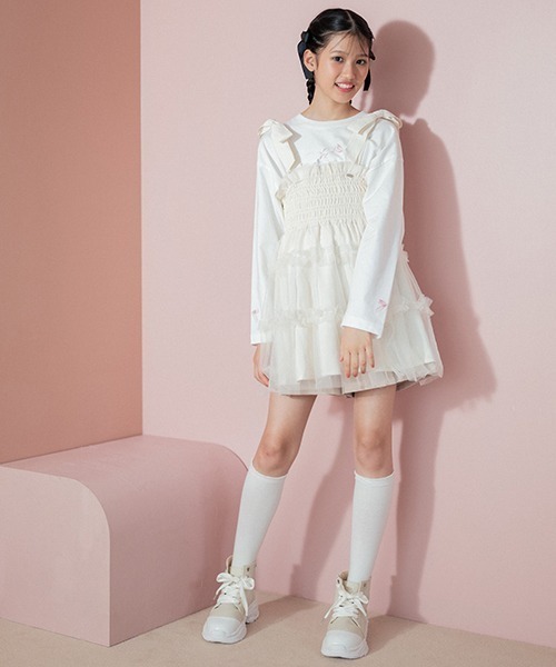 セール】ショルダーリボンふんわりチュールチュニック（チュニック  