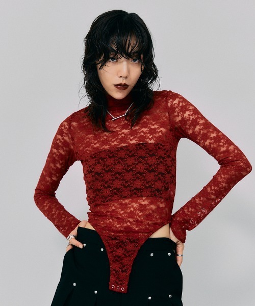 led.tokyo（レッドトウキョウ）の「【led.tokyo】レースボディスーツ（Tシャツ/カットソー・レディース・ブラック/ホワイト/レッド・FREE）」の3枚目の写真