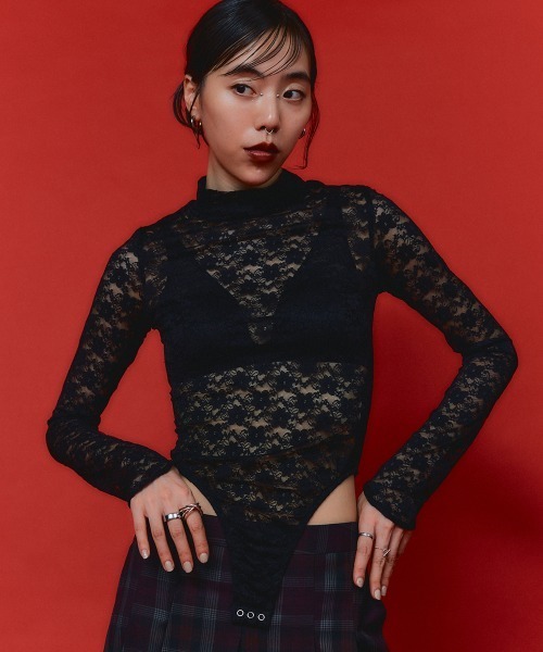 led.tokyo（レッドトウキョウ）の「【led.tokyo】レースボディスーツ（Tシャツ/カットソー・レディース・ブラック/ホワイト/レッド・FREE）」の21枚目の写真