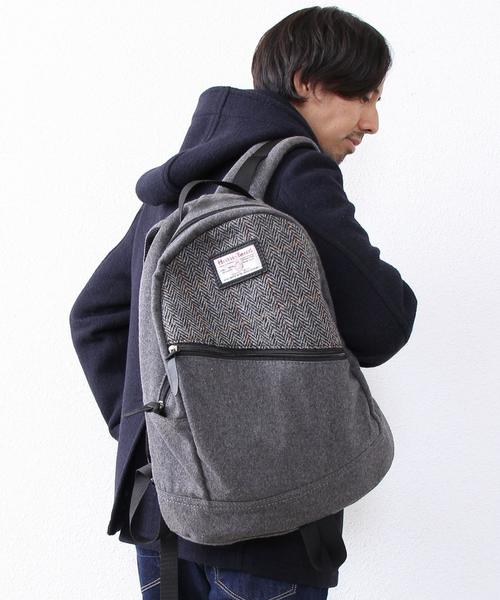 coen（コーエン）の「Harris Tweed （ハリスツイード）デイパック（バックパック/リュック・メンズ・ブラック/グレー/ダークブラウン/オリーブ/レッド/ワイン/その他1/ダークグレー/ネイビー/ロイヤルブルー・FREE）」の3枚目の写真
