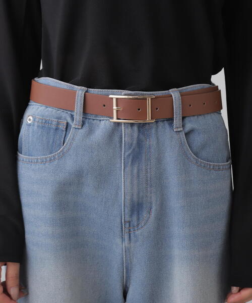 FREE'S MART（フリーズマート）の「スクエアバックルゴムベルト（ベルト・レディース・ブラック/ブラウン・ﾌﾘ-）」の4枚目の写真
