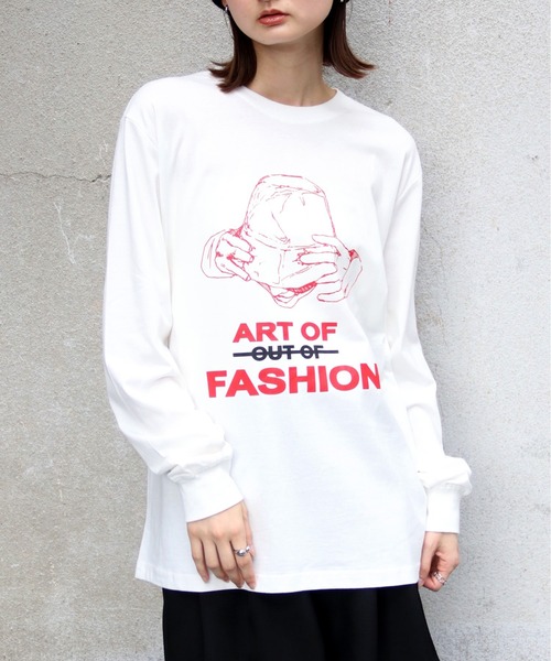 UNIT CHEST（ユニットチェスト）の「【UNIT CHEST】unique unisex long sleeve T-shirt/ユニークユニセックス ロンT OIF designer eggs コラボ Art of fashion by ArchiDanTe.（Tシャツ/カットソー・レディース・ホワイト/ブラック/杢グレー・L/M/S）」の2枚目の写真