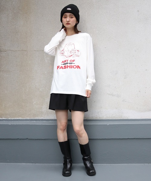 UNIT CHEST（ユニットチェスト）の「【UNIT CHEST】unique unisex long sleeve T-shirt/ユニークユニセックス ロンT OIF designer eggs コラボ Art of fashion by ArchiDanTe.（Tシャツ/カットソー・レディース・ホワイト/ブラック/杢グレー・L/M/S）」の4枚目の写真