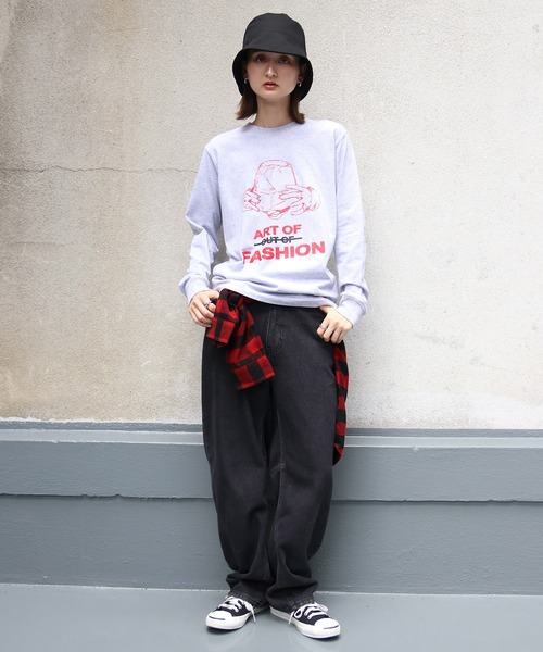 UNIT CHEST（ユニットチェスト）の「【UNIT CHEST】unique unisex long sleeve T-shirt/ユニークユニセックス ロンT OIF designer eggs コラボ Art of fashion by ArchiDanTe.（Tシャツ/カットソー・レディース・ホワイト/ブラック/杢グレー・L/M/S）」の13枚目の写真