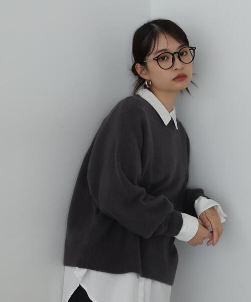 N.（N. Natural Beauty Basic）（エヌエヌナチュラルビューティーベーシック）の「◆フォックスウールニット（ニット/セーター・レディース・ライトベージュ/ライラック/チャコールグレー・MEDIUM）」の4枚目の写真