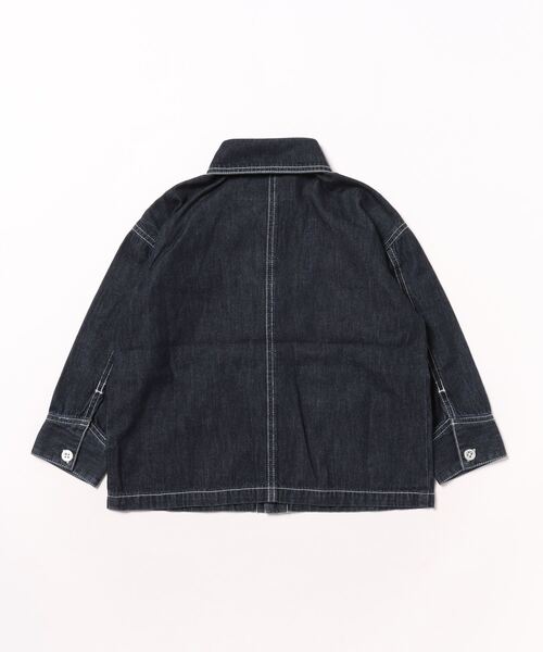 L.COPECK（エルコペック）の「デニムカバーオール（デニムジャケット・キッズ・ネイビー/ストライプ・100cm/110cm/120cm/130cm/140cm）」の3枚目の写真