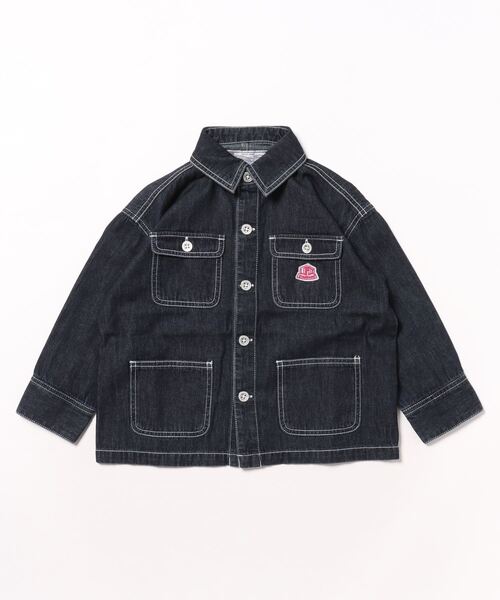 L.COPECK（エルコペック）の「デニムカバーオール（デニムジャケット・キッズ・ネイビー/ストライプ・100cm/110cm/120cm/130cm/140cm）」の16枚目の写真