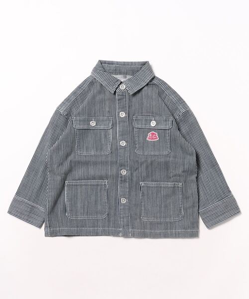 L.COPECK（エルコペック）の「デニムカバーオール（デニムジャケット・キッズ・ネイビー/ストライプ・100cm/110cm/120cm/130cm/140cm）」の17枚目の写真