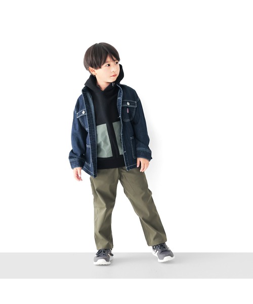 L.COPECK（エルコペック）の「デニムカバーオール（デニムジャケット・キッズ・ネイビー/ストライプ・100cm/110cm/120cm/130cm/140cm）」の6枚目の写真