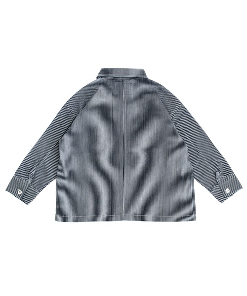 L.COPECK（エルコペック）の「デニムカバーオール（デニムジャケット・キッズ・ネイビー/ストライプ・100cm/110cm/120cm/130cm/140cm）」の8枚目の写真