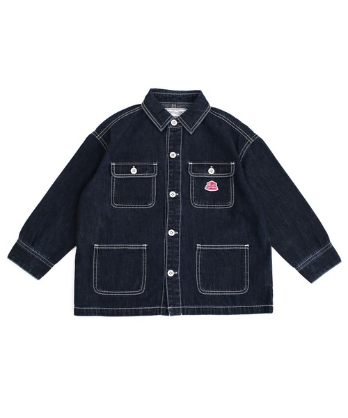 L.COPECK（エルコペック）の「デニムカバーオール（デニムジャケット・キッズ・ネイビー/ストライプ・100cm/110cm/120cm/130cm/140cm）」の9枚目の写真