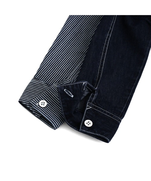 L.COPECK（エルコペック）の「デニムカバーオール（デニムジャケット・キッズ・ネイビー/ストライプ・100cm/110cm/120cm/130cm/140cm）」の11枚目の写真