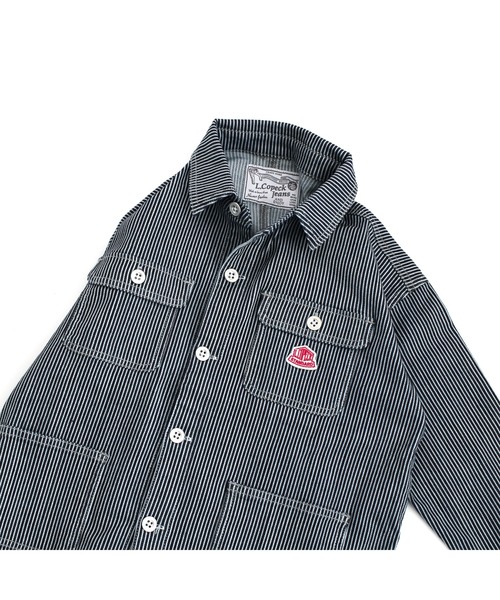 L.COPECK（エルコペック）の「デニムカバーオール（デニムジャケット・キッズ・ネイビー/ストライプ・100cm/110cm/120cm/130cm/140cm）」の13枚目の写真