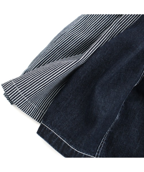 L.COPECK（エルコペック）の「デニムカバーオール（デニムジャケット・キッズ・ネイビー/ストライプ・100cm/110cm/120cm/130cm/140cm）」の14枚目の写真
