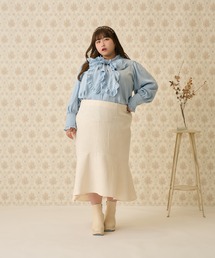 【大きいサイズ】ツイードフィッシュテールマーメイドスカート