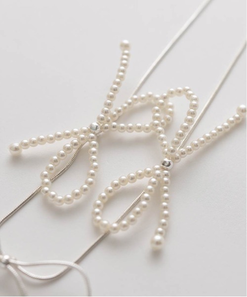 RANDA（ランダ）の「パール×メタル リボンモチーフネックレス（ネックレス・レディース・ゴールド/シルバー・FREE）」の9枚目の写真