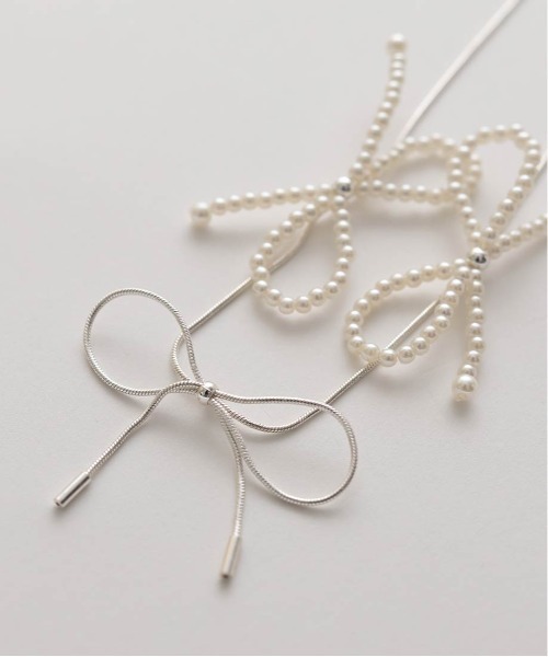 RANDA（ランダ）の「パール×メタル リボンモチーフネックレス（ネックレス・レディース・ゴールド/シルバー・FREE）」の10枚目の写真