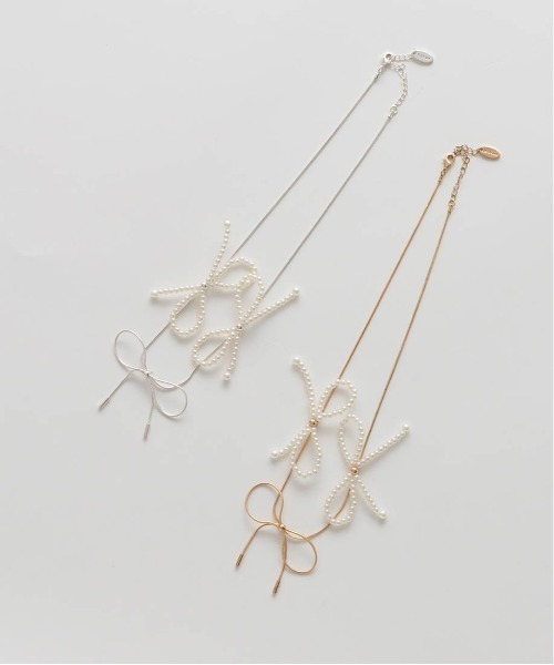 RANDA（ランダ）の「パール×メタル リボンモチーフネックレス（ネックレス・レディース・ゴールド/シルバー・FREE）」の13枚目の写真