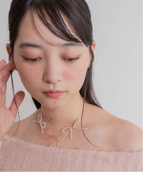 RANDA（ランダ）の「パール×メタル リボンモチーフネックレス（ネックレス・レディース・ゴールド/シルバー・FREE）」の17枚目の写真