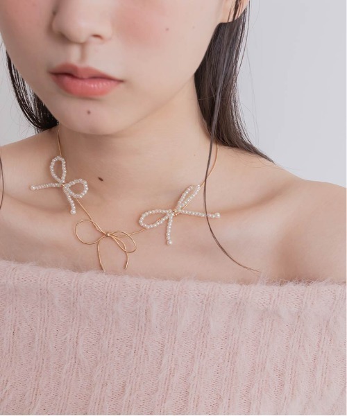 RANDA（ランダ）の「パール×メタル リボンモチーフネックレス（ネックレス・レディース・ゴールド/シルバー・FREE）」の18枚目の写真