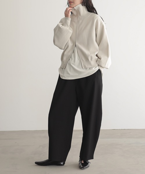 スウェットライクZIPブルゾン【サスティナブル】（ニット/セーター