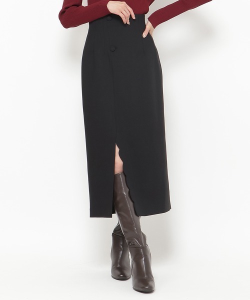 【セール】スカラップスリットタイトスカート（スカート）｜And Couture（アンドクチュール）