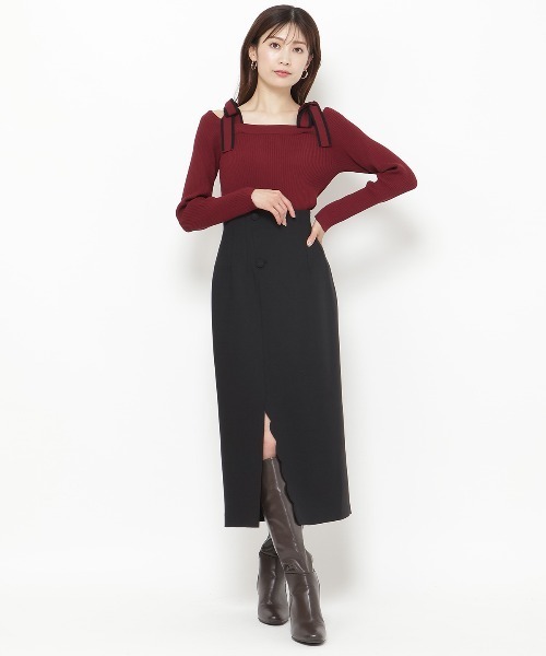 【セール】スカラップスリットタイトスカート（スカート）｜And Couture（アンドクチュール）