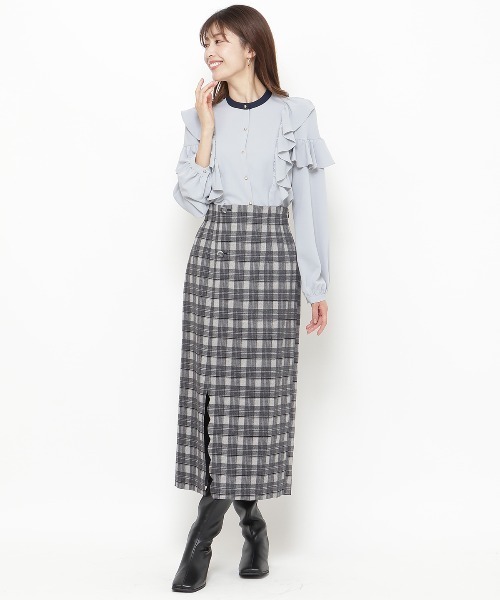 【セール】スカラップスリットタイトスカート（スカート）｜And Couture（アンドクチュール）