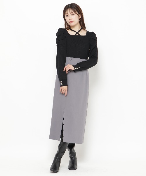 【セール】スカラップスリットタイトスカート（スカート）｜And Couture（アンドクチュール）