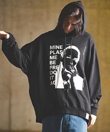 mpa3614- Printed oversized sweathoodie-Girl & Message logo- パーカー