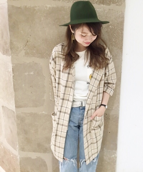 Kastane（カスタネ）の「オープンカラーガウン（その他アウター・レディース・ブルー/オリーブ/ネイビー/ベージュ・FREE）」の2枚目の写真