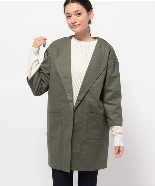 Kastane（カスタネ）の「オープンカラーガウン（その他アウター・レディース・ブルー/オリーブ/ネイビー/ベージュ・FREE）」の14枚目の写真