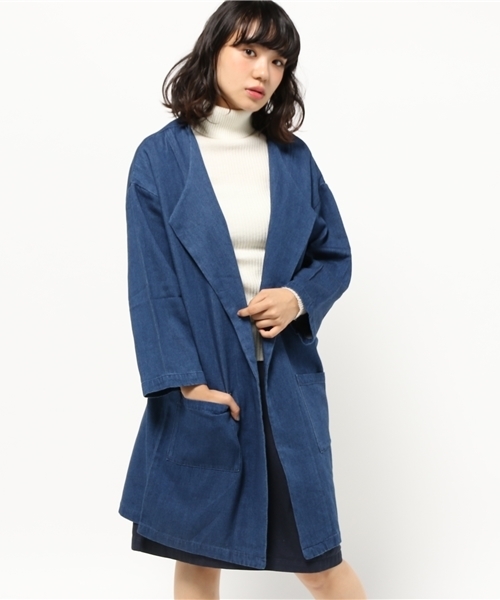 Kastane（カスタネ）の「オープンカラーガウン（その他アウター・レディース・ブルー/オリーブ/ネイビー/ベージュ・FREE）」の4枚目の写真