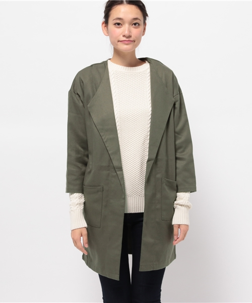 Kastane（カスタネ）の「オープンカラーガウン（その他アウター・レディース・ブルー/オリーブ/ネイビー/ベージュ・FREE）」の11枚目の写真