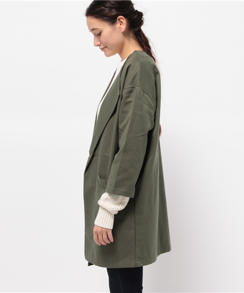 Kastane（カスタネ）の「オープンカラーガウン（その他アウター・レディース・ブルー/オリーブ/ネイビー/ベージュ・FREE）」の12枚目の写真