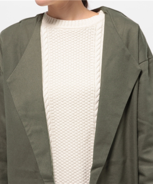 Kastane（カスタネ）の「オープンカラーガウン（その他アウター・レディース・ブルー/オリーブ/ネイビー/ベージュ・FREE）」の5枚目の写真